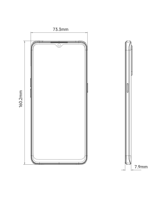 OPPO A91 Dimension Image 